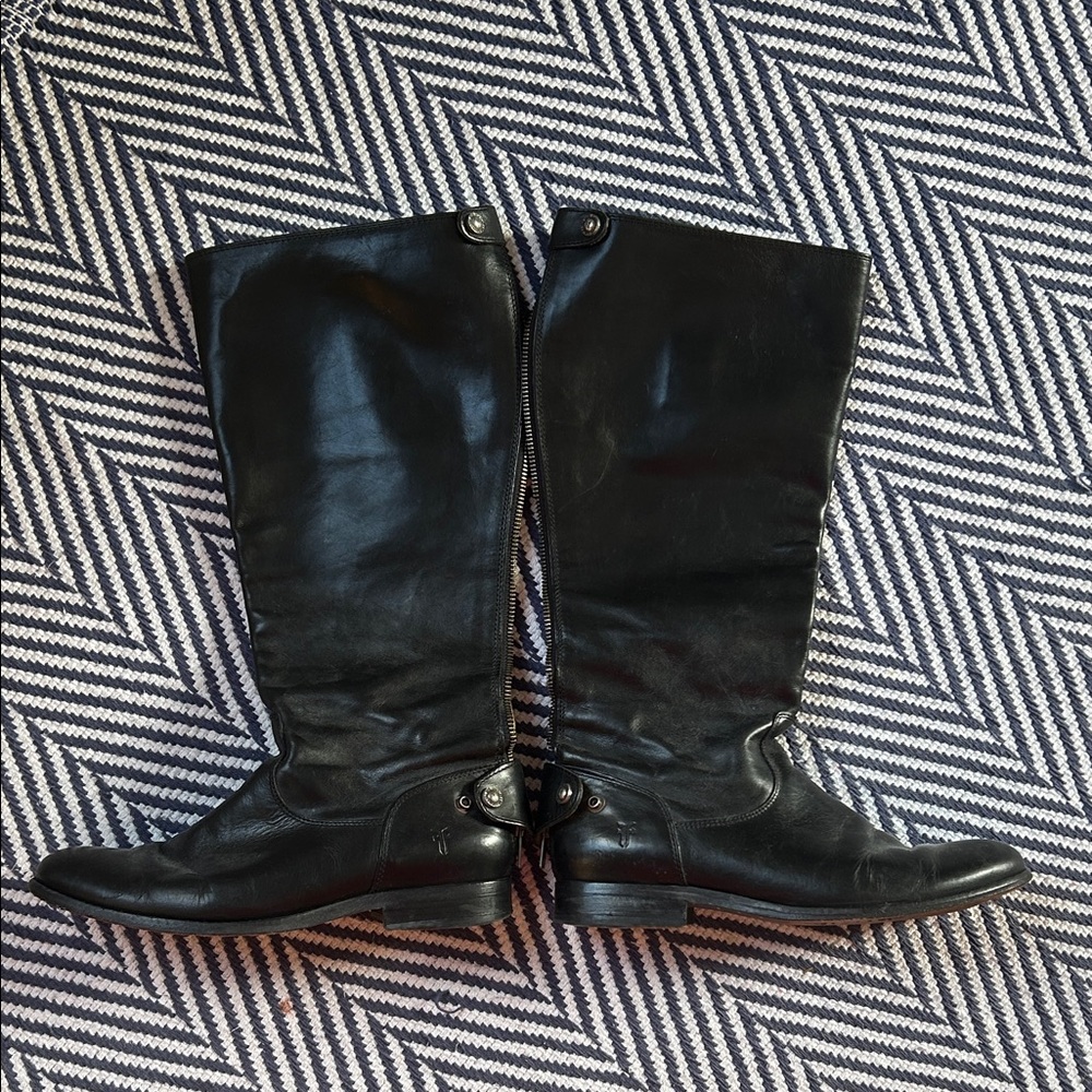 Frye Melissa Zip/Button-Back Riding Boots